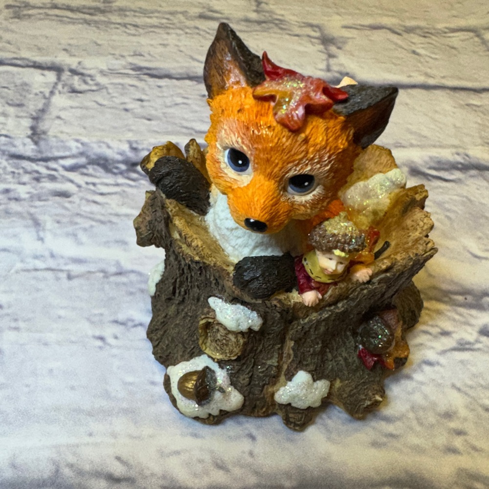 Christopher Radko Woodland Winds Holiday Hideaway Fox Figurine. C. 1990s.